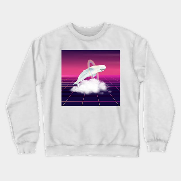 Happy Synthwave Whale Crewneck Sweatshirt by 80snerd